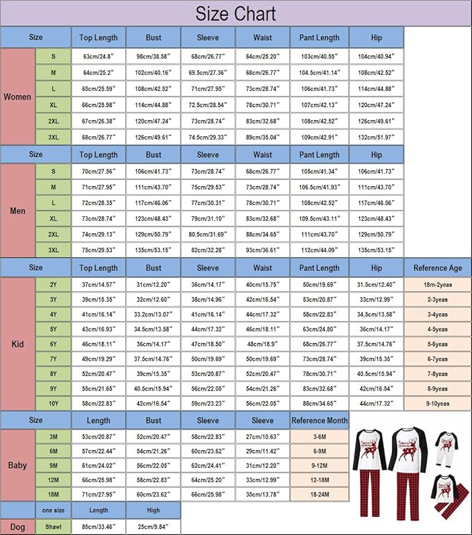 Awoscut Christmas Family Matching Pajamas Christmas Pjs Holiday Nightwear Sleepwear Sets Long Sleeve Pjs