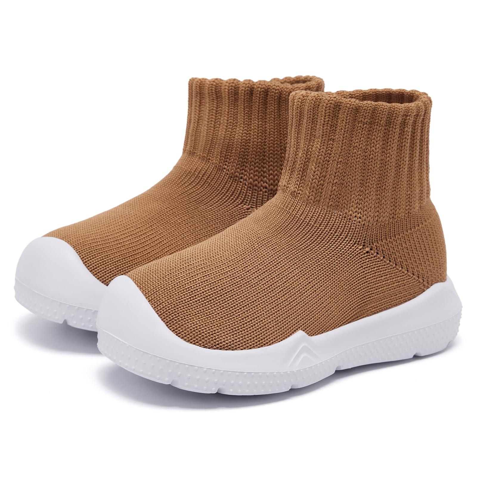 MORENDL Toddler Sock Shoes Baby Walking Shoes Infant Slippers Boys & Girls Non-Slip Sneakers Brown