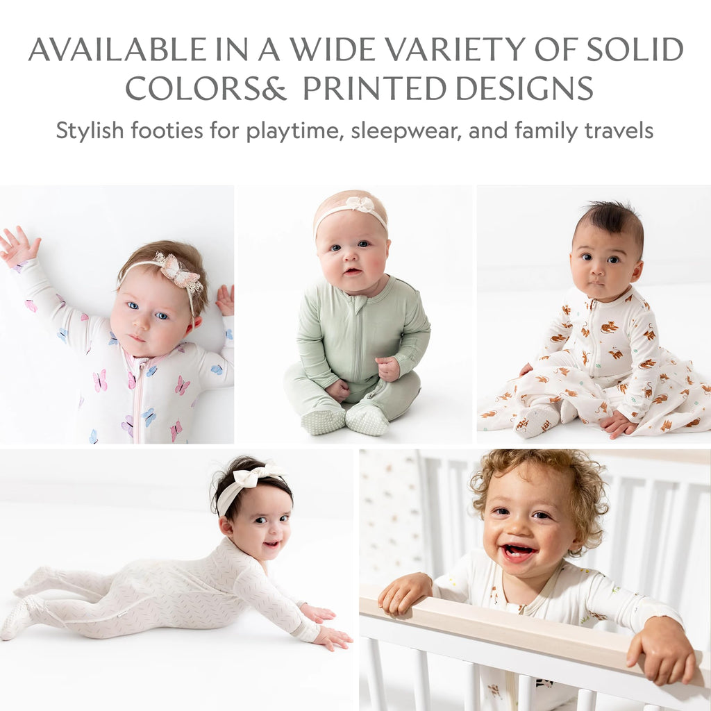 Bamboo Little Soft Baby Footie Pajamas, Baby Clothes, Newborn Sleepers, 95% Viscose and 5% Spandex, Ballerina, 0-3 Months