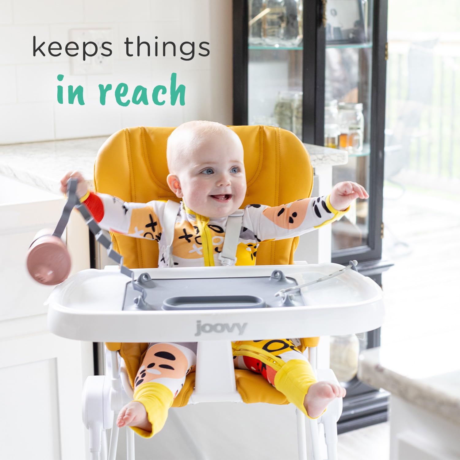 Busy Baby Silicone Mat NEW Suction Cups for Self Feeding with 4 Straps(Tan)