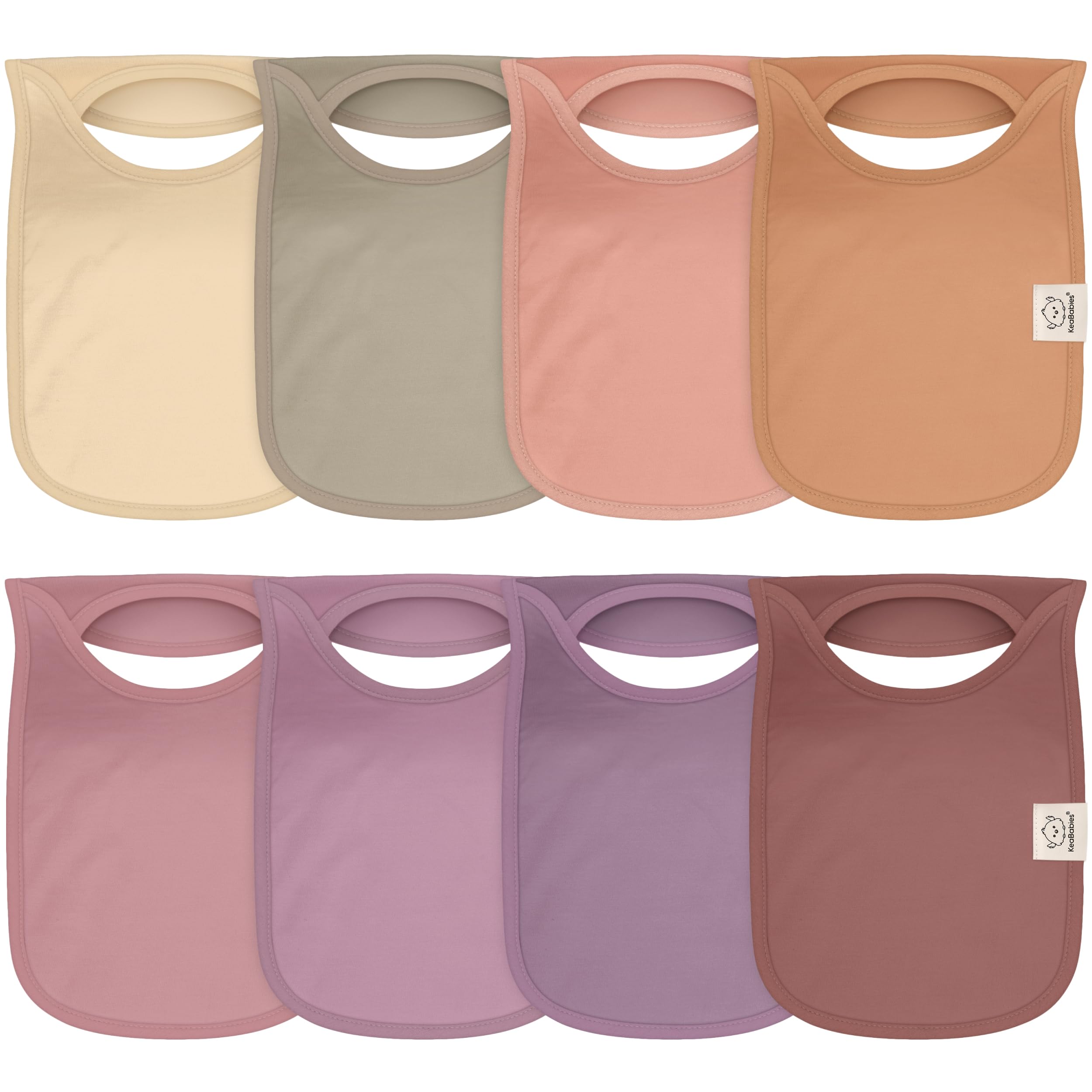 KeaBabies 8-Pack Bibs for Baby Girls, Boys Pullover Baby Bibs 6-36M (Mauve)