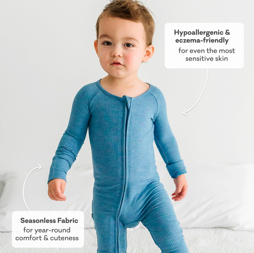 Little Sleepies Baby Pajamas, Heather Blue, Newborn