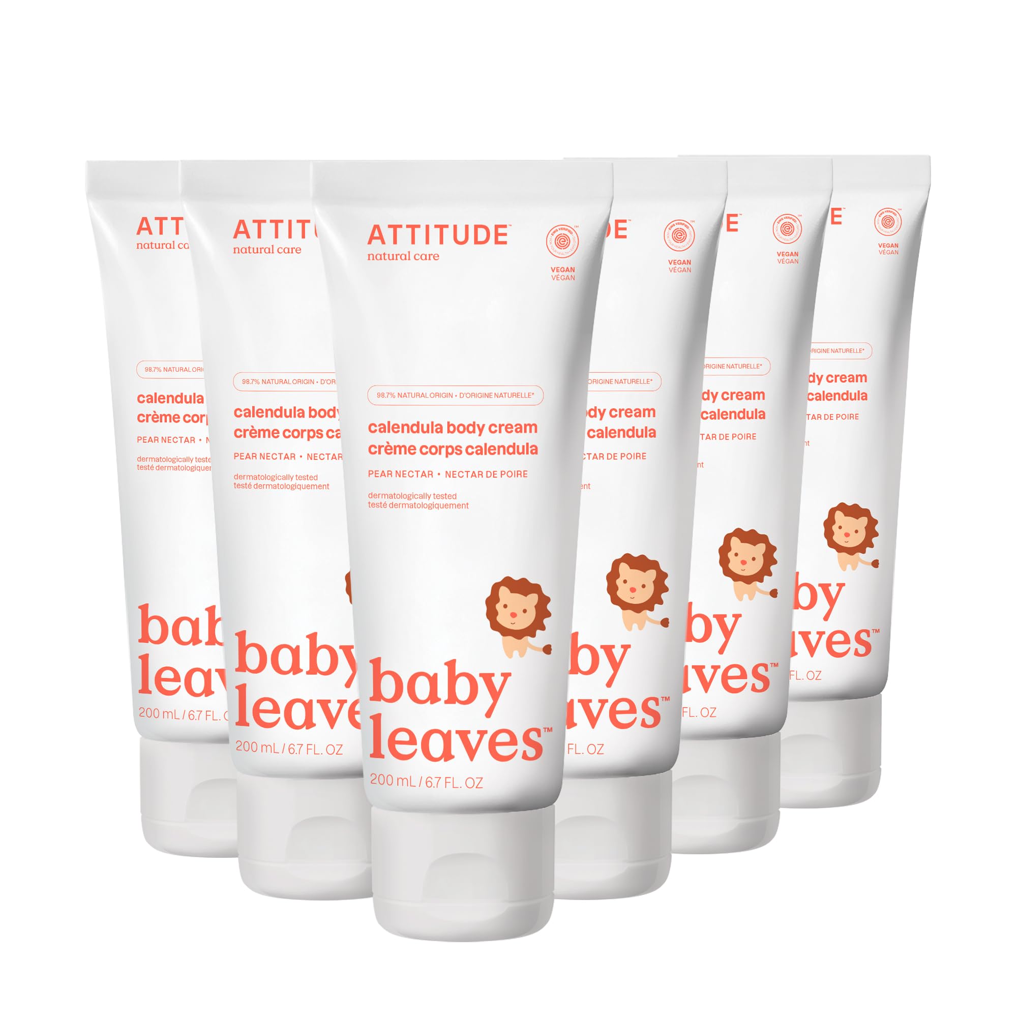 ATTITUDE Body Cream for Baby, EWG Verified, Made with Naturally Derived Ingredients, Vegan, Pear Nectar, 6.7 Fl Oz (Pack of 6)