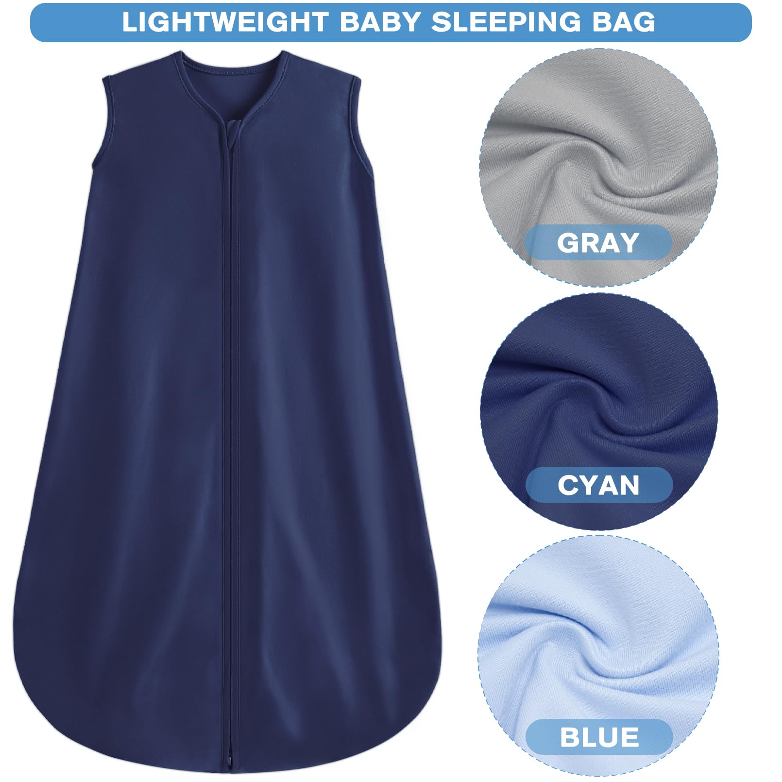 BSTOPPT 3 Pack Baby Sleep Sack 12-18 Months 100% Rayon Cotton Baby Sleeping Bag 2-Way Zipper Toddler Wearable Blankets,Comfy Stretchy Thin Sleep Sacks.TOG 0.3 (Large)