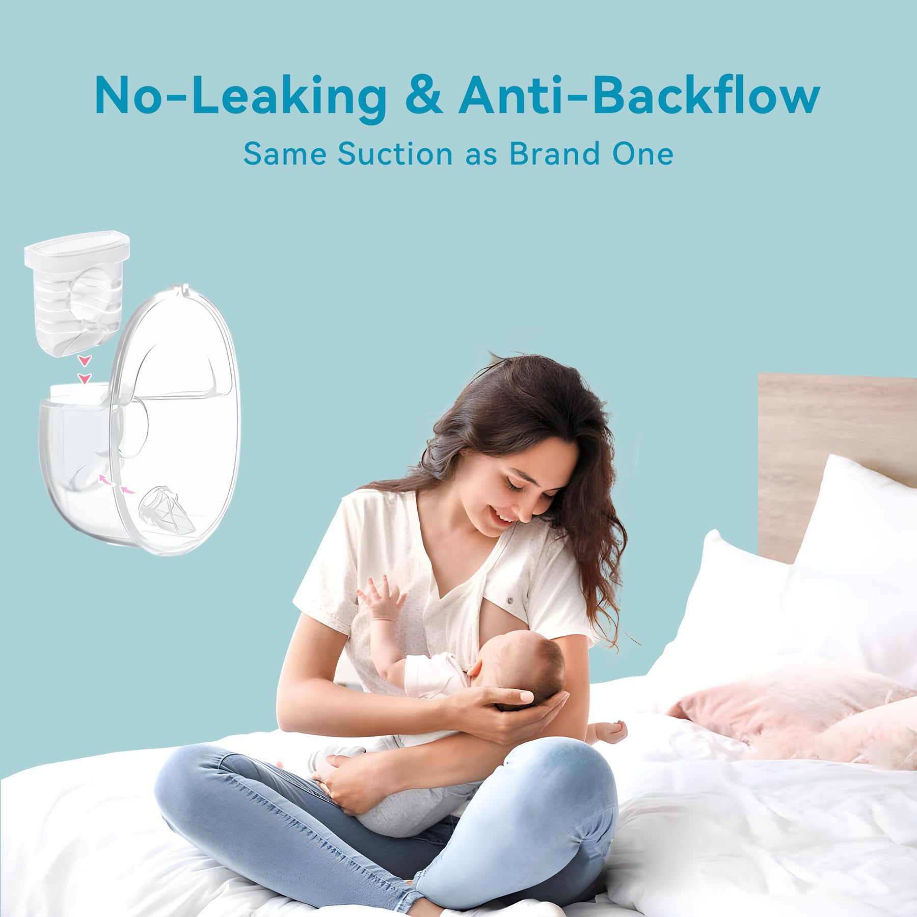 GOTOCUT Breast Pump Parts for Lansinoh Discreet Duo/Nuliie/Motif Aura Glow S32 Wearable Breast Pump, Incl 8PCS Duckbill Valves & 4PCS Silicone Diaphragms