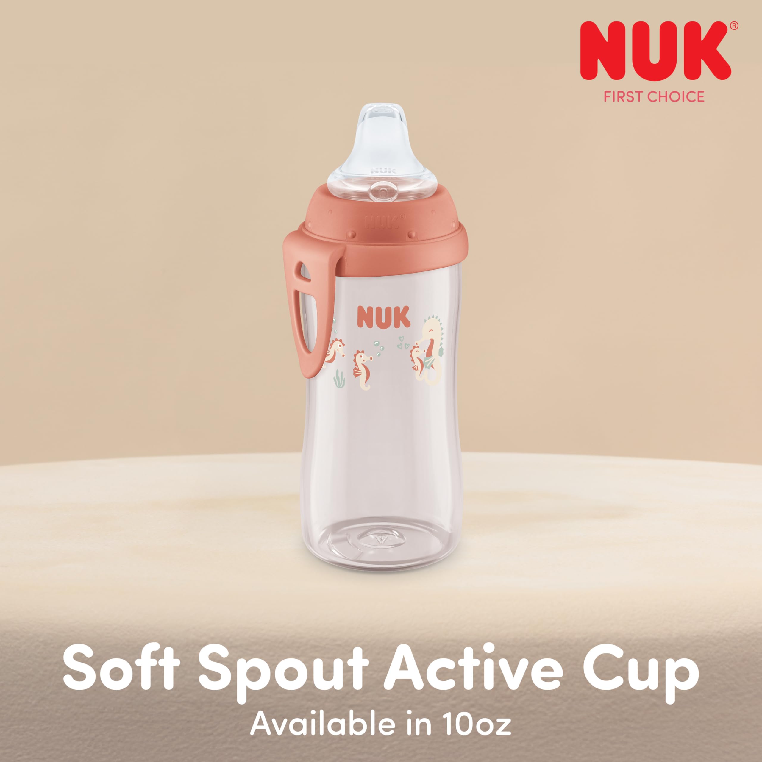 NUK Active Cup, Fun Fruits and Animals, Amazon Exclusive Collection, 10 Oz, Pack of 2 – BPA Free, Spill Proof Transition Sippy Cup