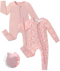 JunNeng Baby Girl Viscose from Bamboo Sleeper Pajamas with Mitten Cuffs 0-3M