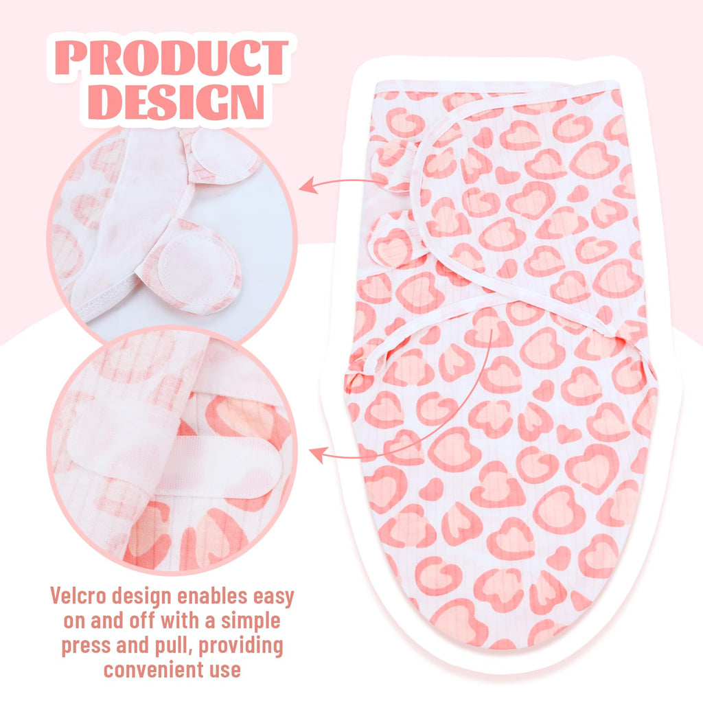 Cinaci 2 Pack Adjustable Soft Cotton Blend Newborn Baby Receiving Swaddle Blankets Sleep Sacks with Nursery Hats Caps Beanies Bonnets for Baby Girls Boys Newborns Infants