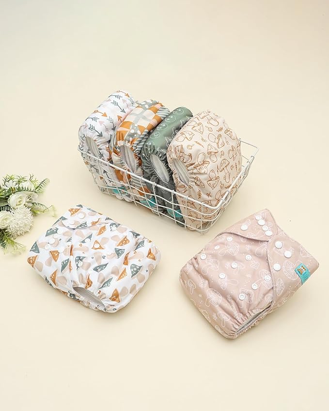 ALVABABY Baby Cloth Diapers 6 Pack with 12 Inserts Cloth Diaper Covers Adjustable Washable Reusable for Baby Girls and Boys 6DM128A
