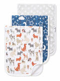 Copper Pearl Premium Baby Burp Cloths - 3-Pack Large Cotton Burp Cloths, Extra Soft Spit Up Rags with 3 Absorbent Layers, Perfect for Baby Boy and Baby Girl Gifts (21" x 10" Size, Rufus Set)