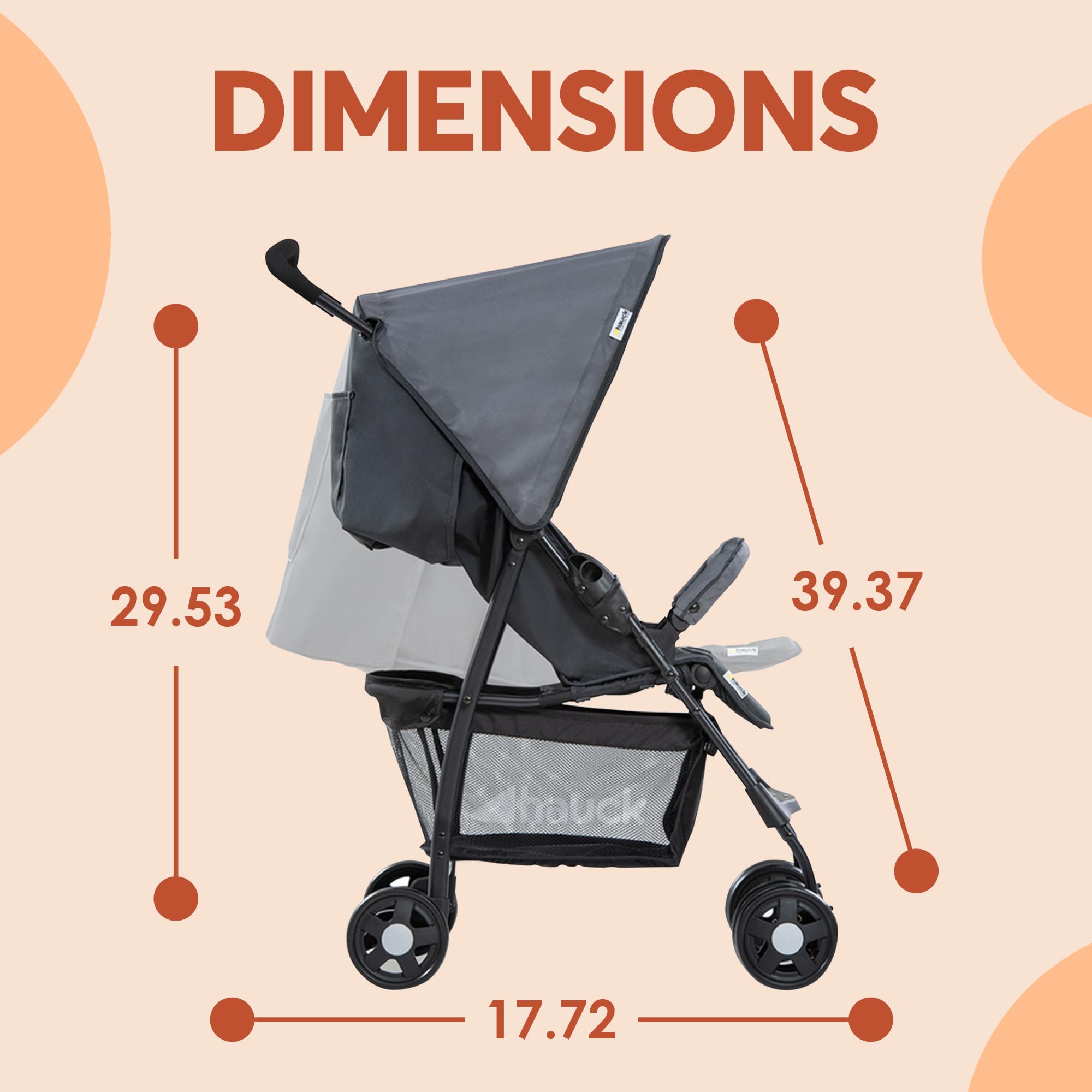 hauck Lightweight and Compact Travel Baby/Toddler Foldable Stroller, Sport, Charcoal/Stone