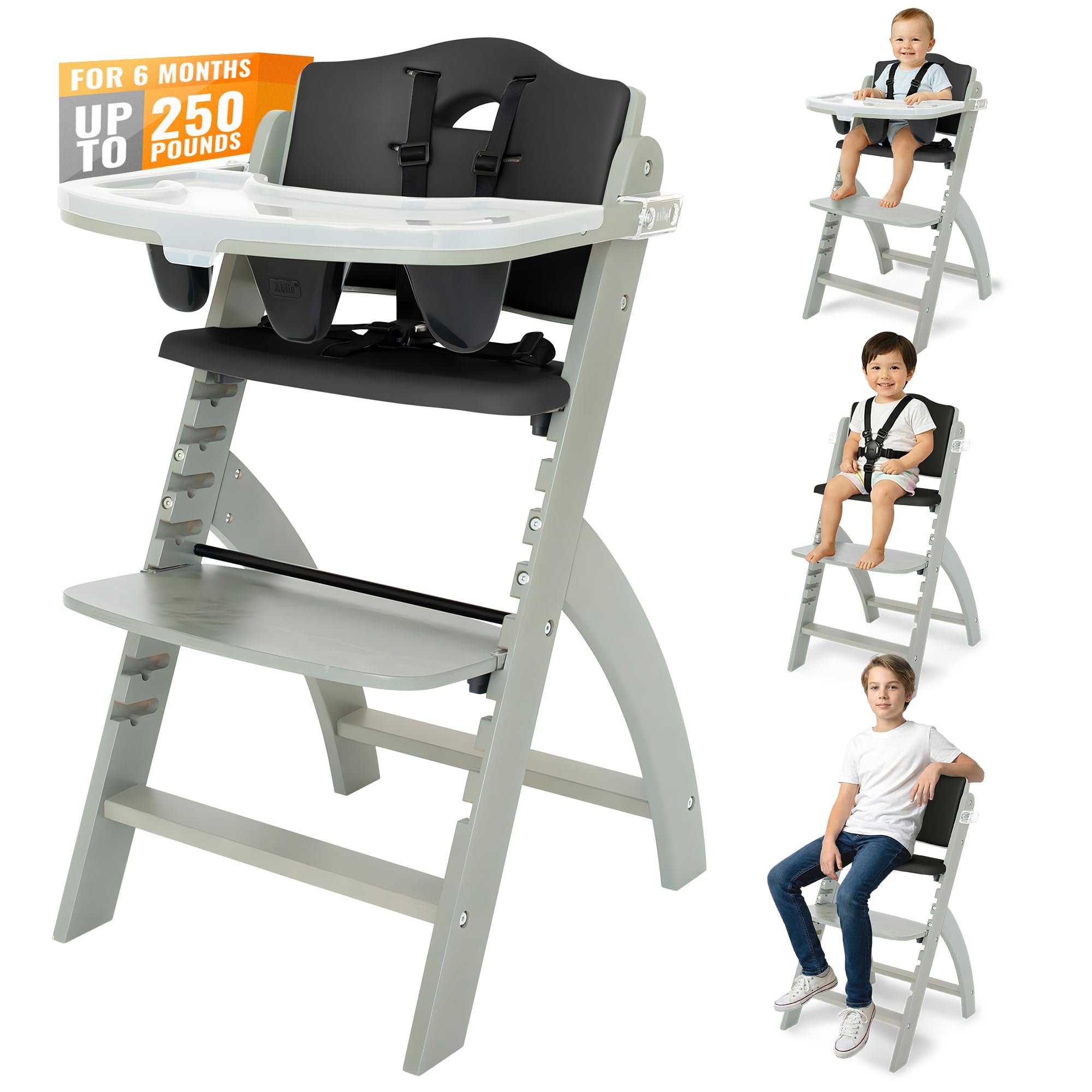 Abiie Beyond Junior Convertible Wooden High Chair with Removable Tray