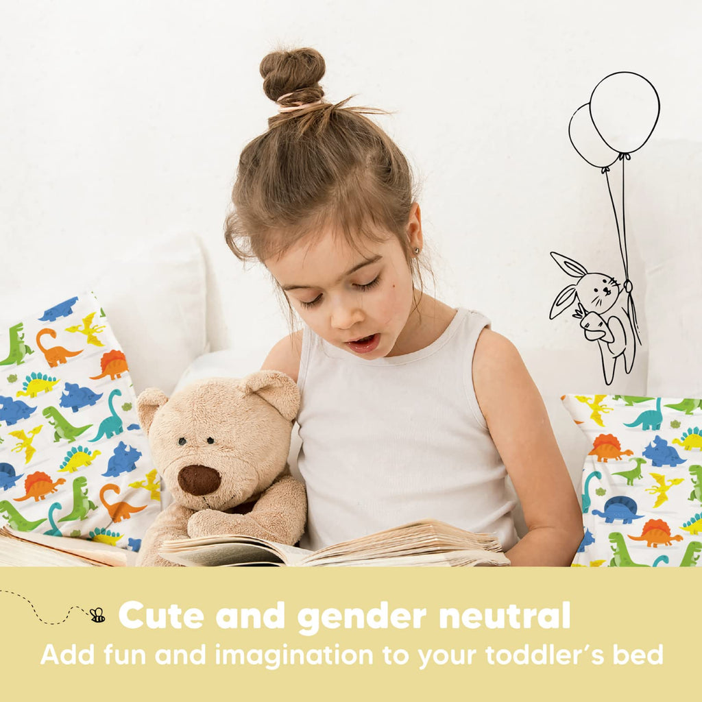 Toddler Pillow with Pillowcase, 13x18 My Little Dreamy Pillow (Happy Dino)