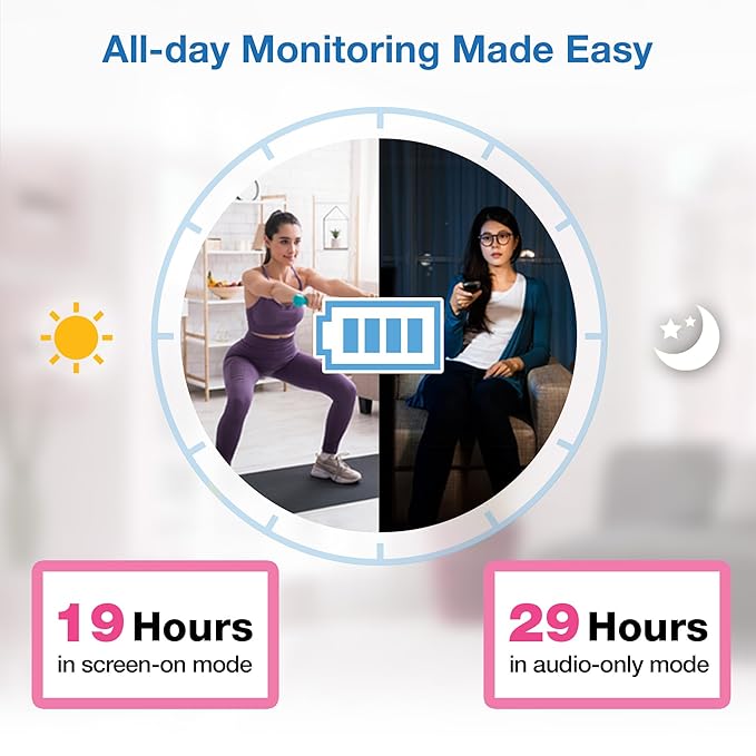 VTech VM819-2 Baby Monitor, 2.8” Screen, 2 Cameras, 1000ft Range, Night Vision, 2-Way Audio, Temperature Sensor, Lullabies, Secured Transmission No WiFi