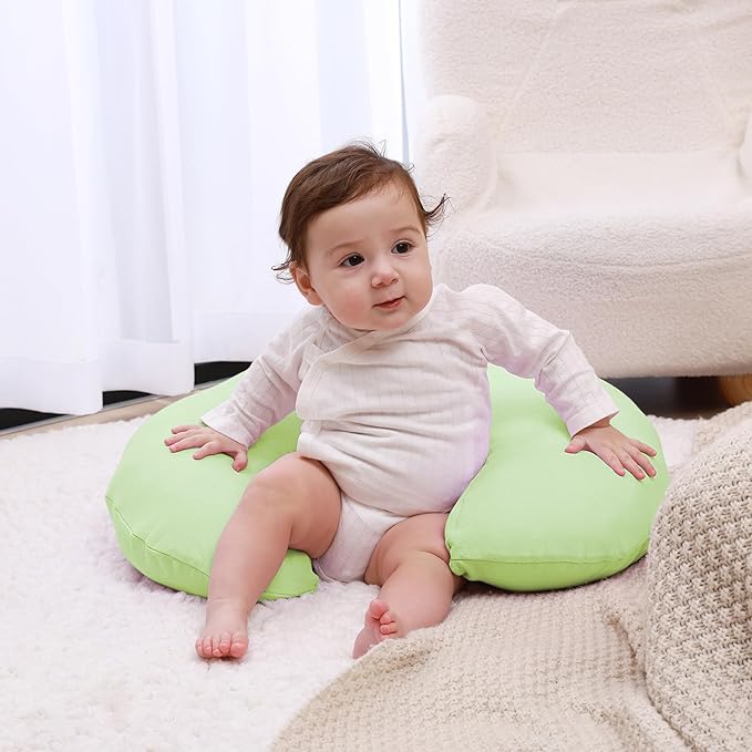 Nursing Pillow, Plus Size Breastfeeding Pillow Original Support for Baby Boys Girls Breastfeeding Essentials, with Removable Soft Cotton Cover (Light Green, Large (25.59*20.08*6.30 Inches))