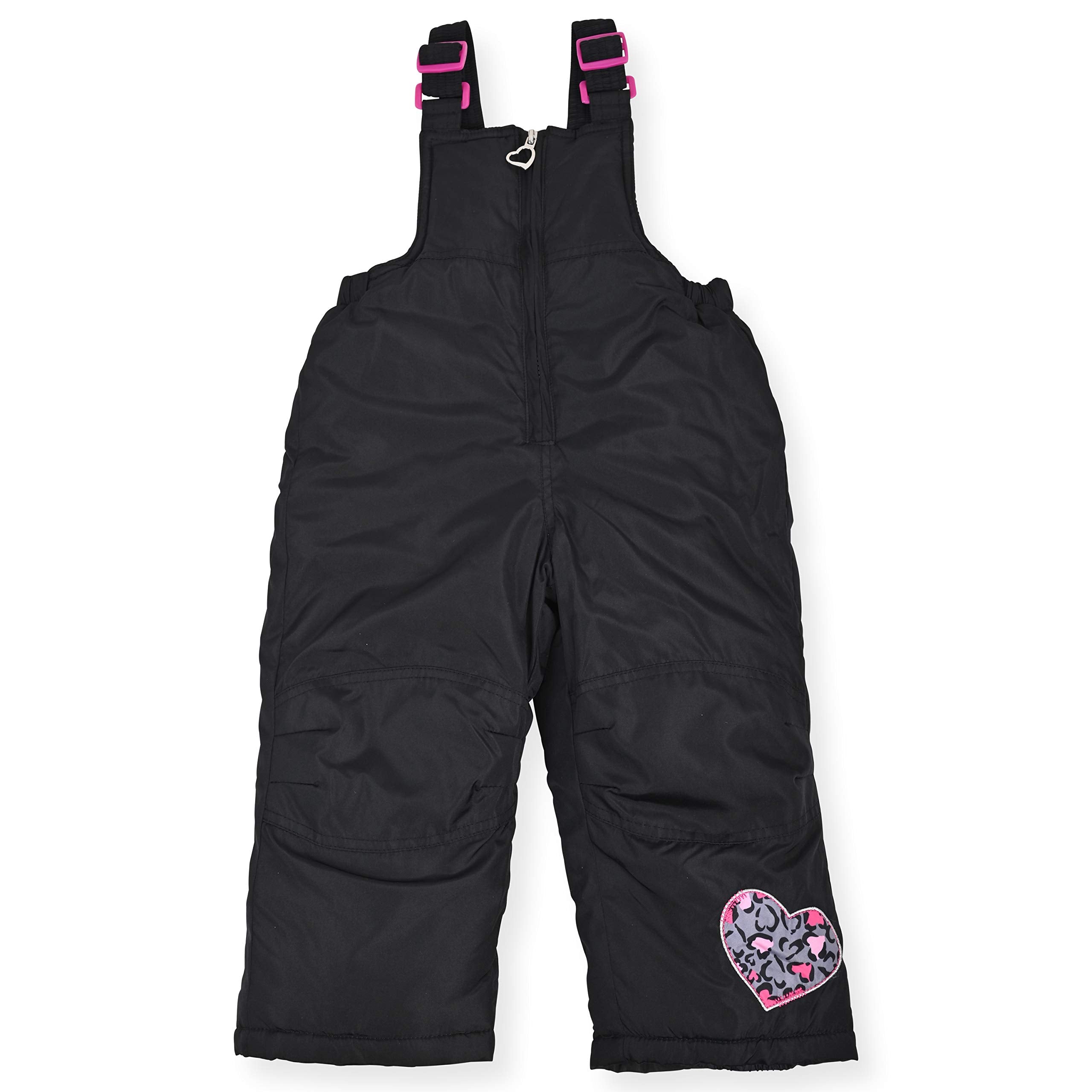 Arctic Quest Girls' Bib Snow Pants and Ski Jacket Water-Resistant Snowsuit For Kids Winter Hooded Jacket, Grey, 18M