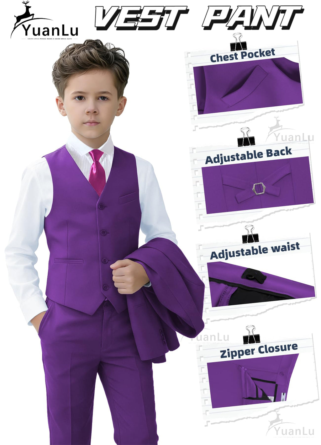 Kids Purple Tuxedo 3T Suits for Boys Toddler Easter Dress Outfit