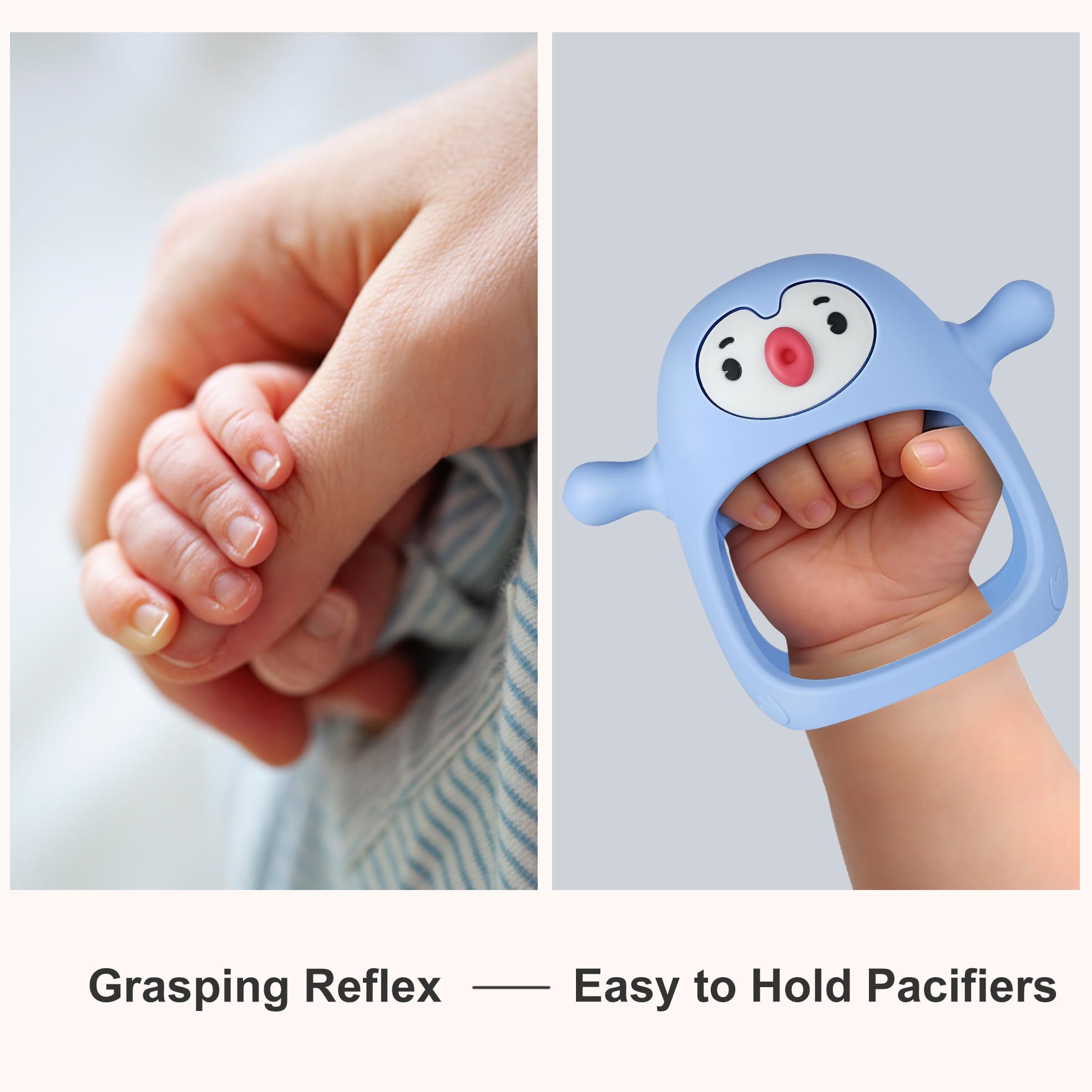 Smily Mia Baby Teething Toys for 0-6Months, Penguin Teethers for Babies 3-6Months | Hand Teether for 0-6M |Teething Mittens for Teething Relief, Baby Pacifier |New Born Essentials, 2Pack