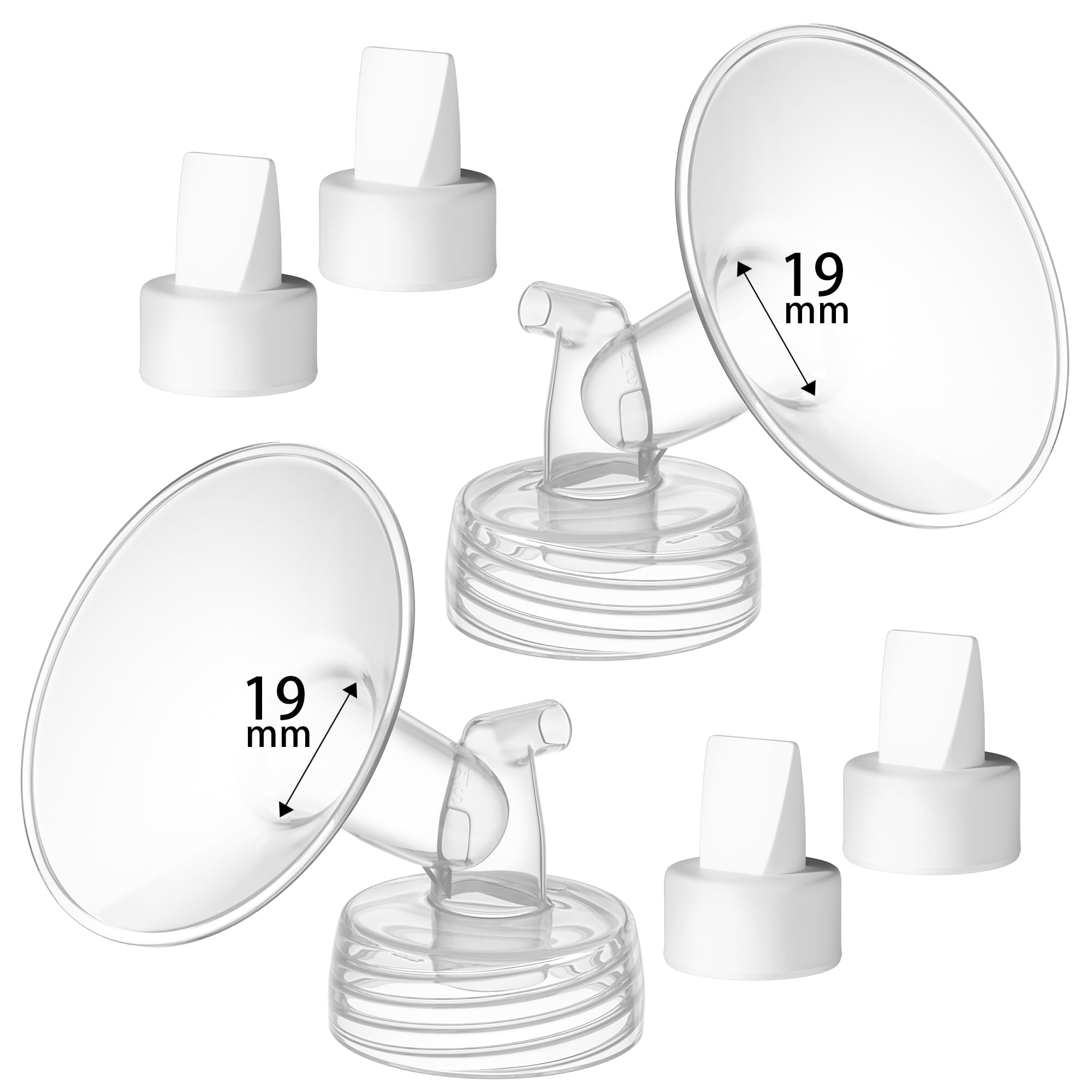 TOVVILD 19mm Breast Pump Parts Replacement Kit Compatible with Spectra S1 S2, Flange & Duckbill Valve Set, BPA Free Accessories, 6 Pack