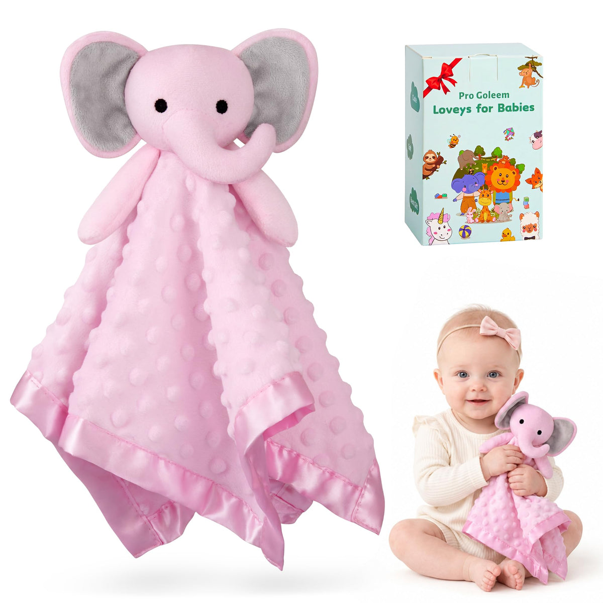 Pro Goleem Dolphin Loveys for Babies, Soft Security Blanket Baby Snuggle Toy Newborn Stuffed Animals Baby Gifts for Boys and Girls, 16 Inch