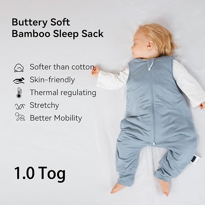 Rayon Made from Bamboo Toddler Sleep Sack with Feet 1.0 Tog Ultra Soft Toddler Sleeping Sack 3t-4t Sleep Bag Walker Quilted Wearable Blanket with Legs 2-Way Zipper Lightweight Extra Long