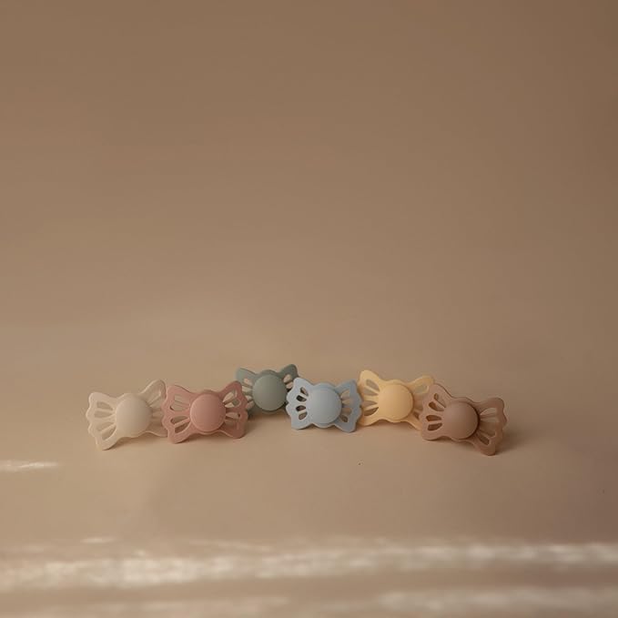 FRIGG Lucky Symmetrical SilkySoft Silicone Baby Pacifier | Made in Denmark | BPA-Free (Honey Gold/Cream, 0-6 Months)