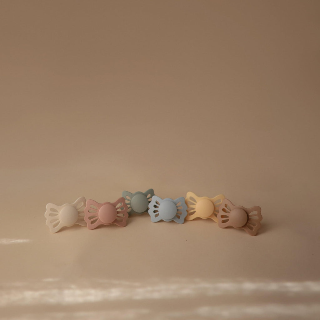 FRIGG Lucky Symmetrical SilkySoft Silicone Baby Pacifier | Made in Denmark | BPA-Free (Cream/Blush, 0-6 Months)