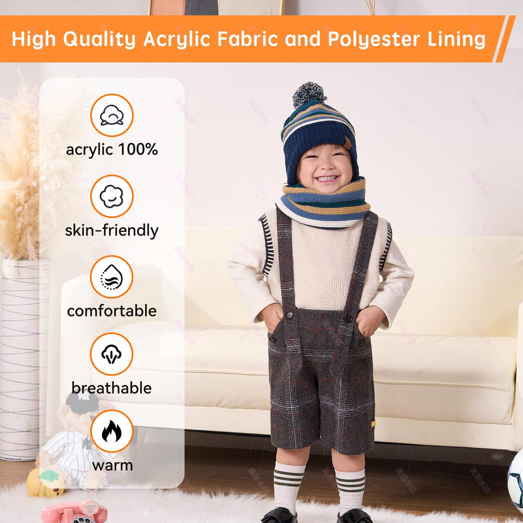 Moon Kitty Toddler Winter Hats for Boys Baby Boy Beanie Hats Earflap