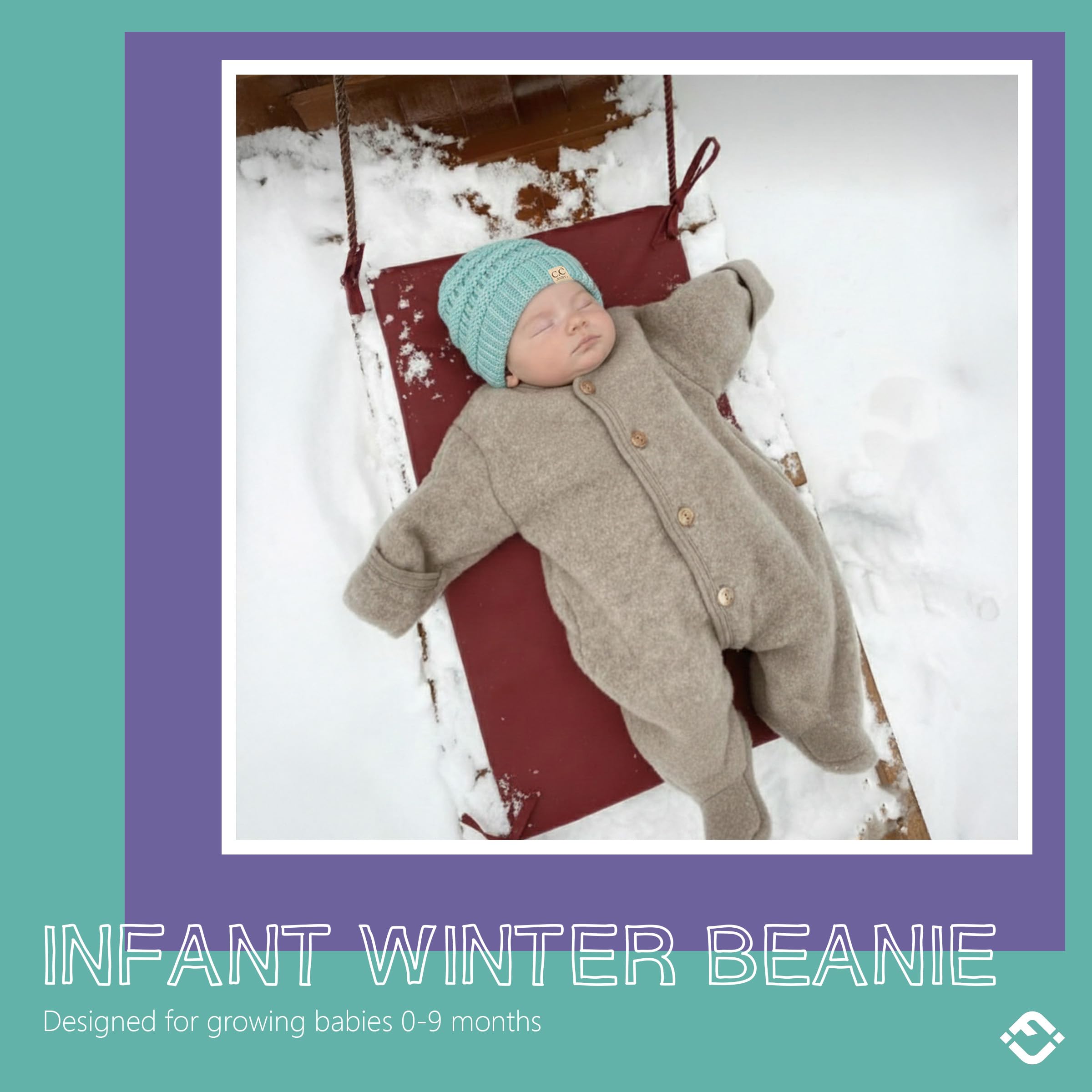 Funky Junque Baby Winter Hat – Cute Newborn Beanie, Infant Girl Hats 0–12 Months, Soft Knit Baby Beanies for Boys & Girls, Cozy Warm Stocking Stuffer Gift: Mint Green