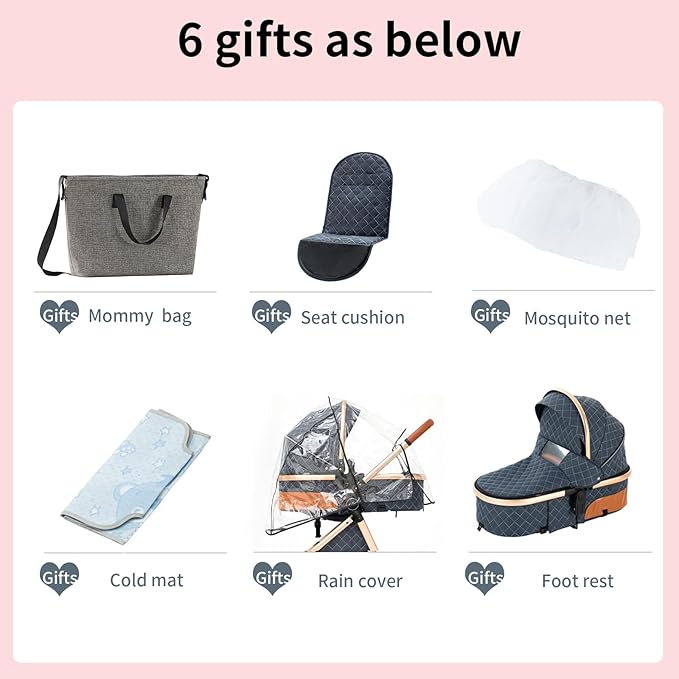 2 in 1 Baby Stroller with Bassinet Mode, Reversible Infant Pram, One-Click Folding, Newborn Travel Stroller, Convertible Toddler Standard Pram Carriage (X2US-Khaki)