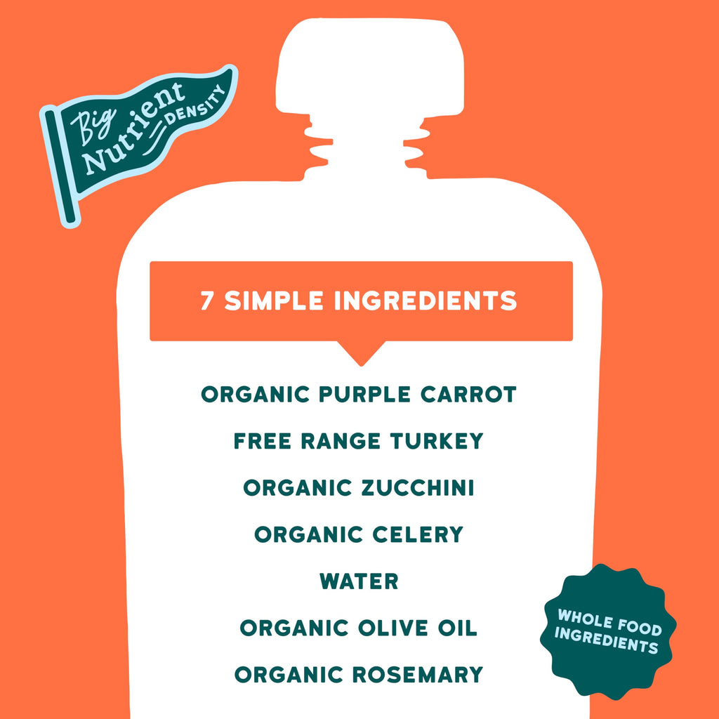 Serenity Kids Turkey & Rosemary Baby Food Pouch, 5g Protein, 3.5 Oz, 6 Pack