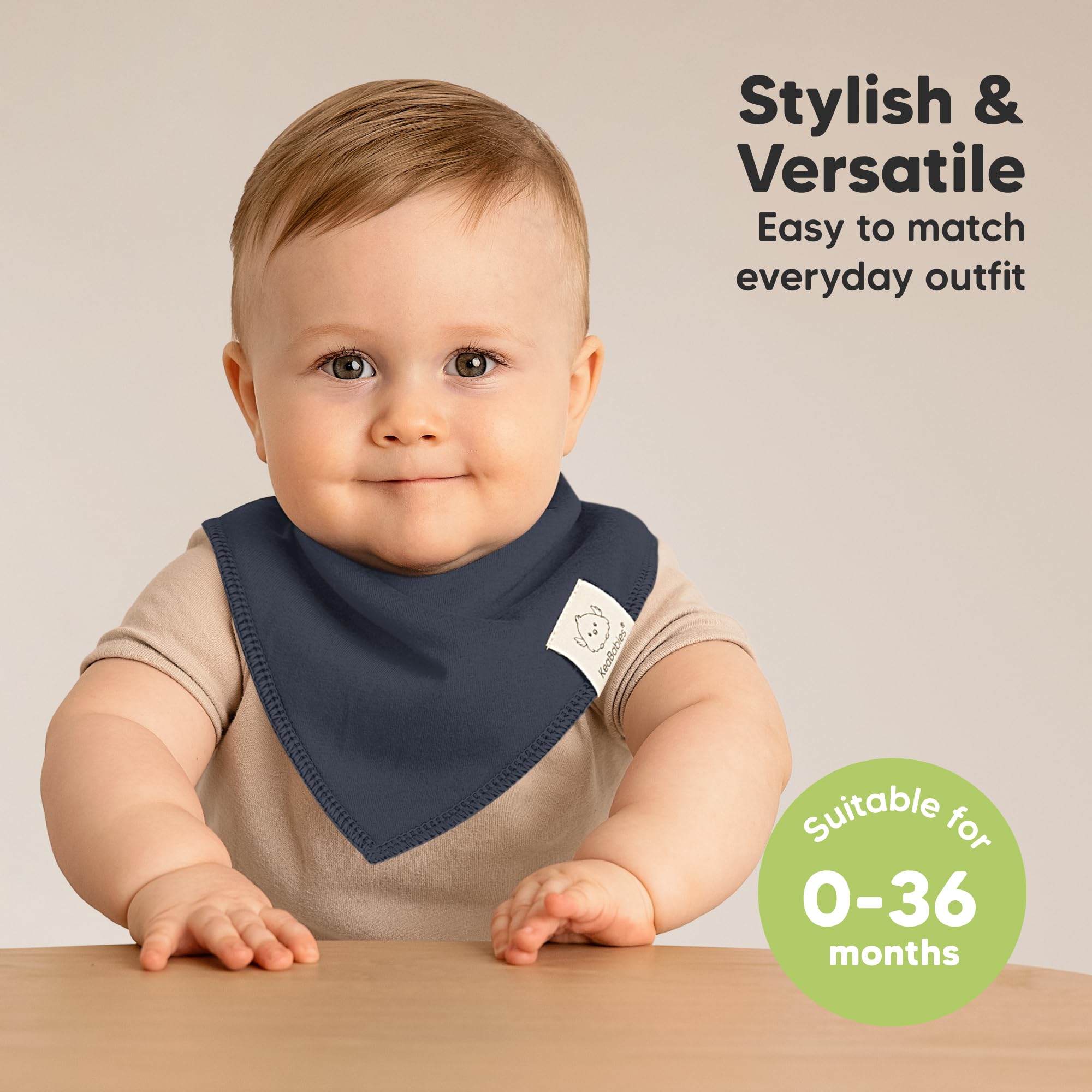 KeaBabies 8pk Organic Baby Bandana Bibs for Drooling and Teething (Eclipse)