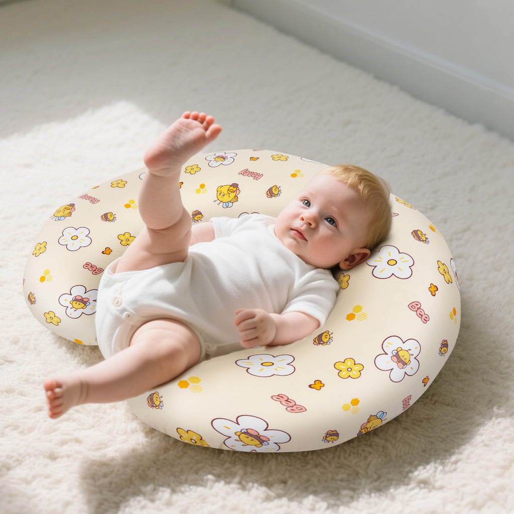 x-vesolje Baby Nursing Pillow for Breastfeeding, Adjustable Breastfeeding Pillow for Bottle Feeding, Nursing Support Pillow for Mom and Baby Healthier Nursing, Removable Cover- Bee Yellow