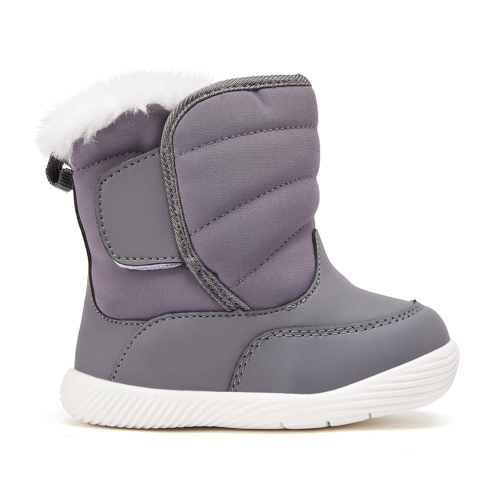 BMCiTYBM Baby Waterproof Snow Boots Infant Boy Girl Winter Booties Nonslip Lightweight Outdoor Warm Shoes for First Walkers 6 9 12 18 24 Months Grey Size 6-12 Months Infant