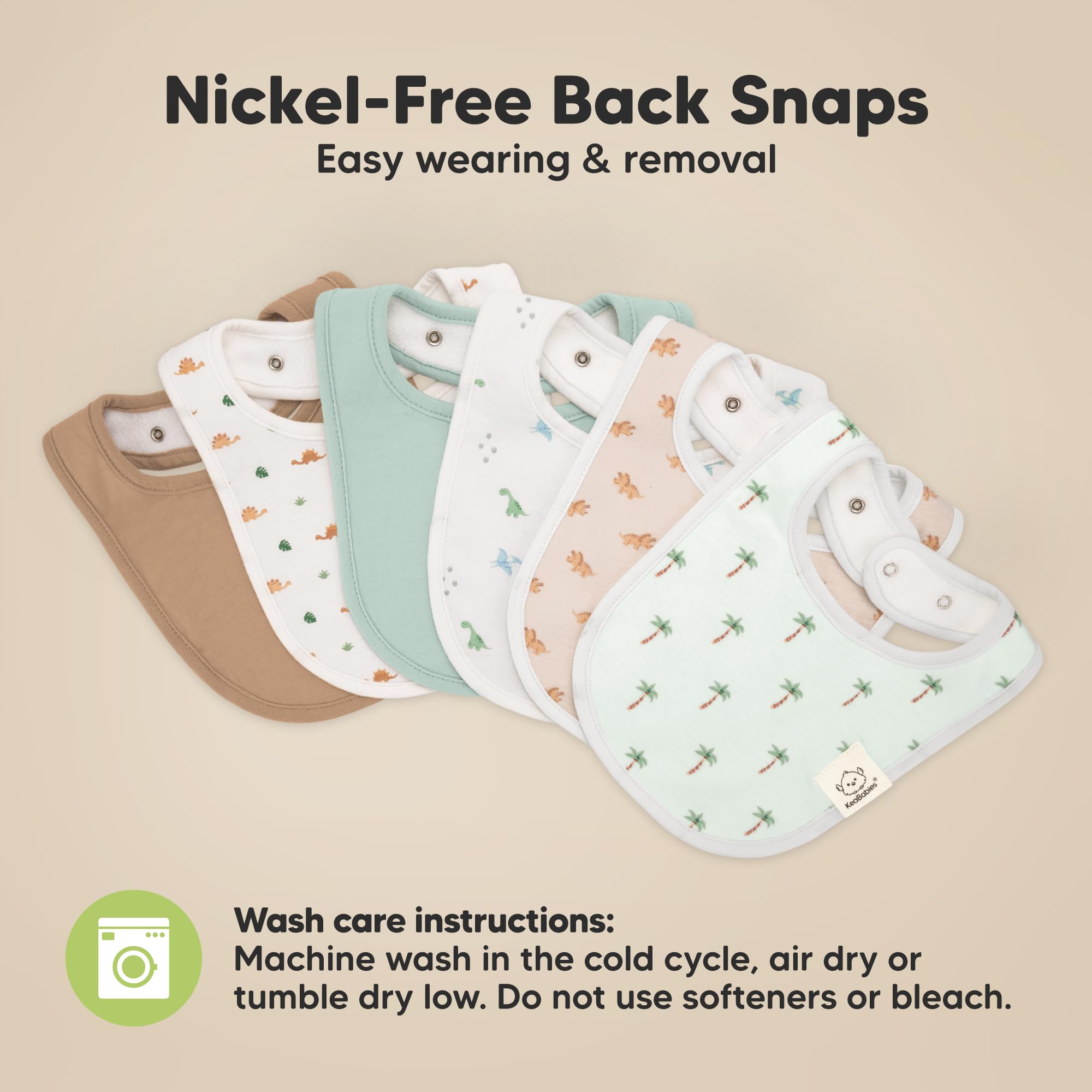 KeaBabies 8-Pack Organic Baby Bibs for Drooling and Teething (Roarsome)