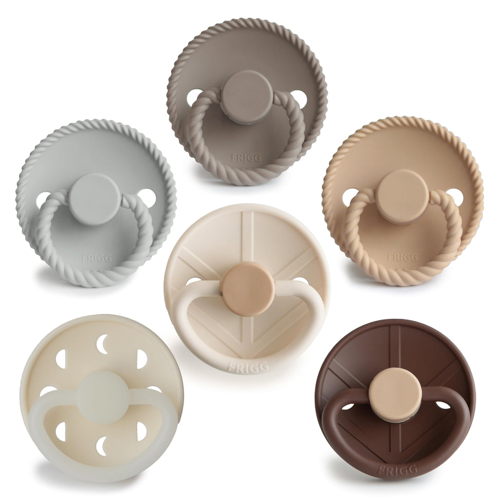 FRIGG SilkySoft Silicone Baby Pacifier 6-Pack Earthy Wonder | Made in Denmark | BPA-Free (6-18 Months)