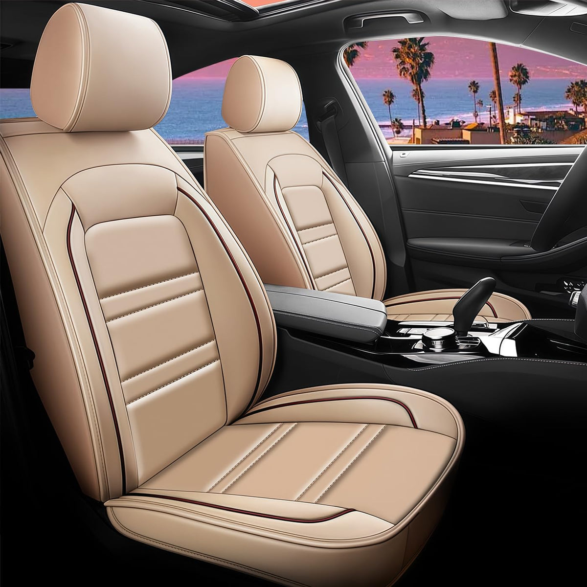 PACKMACH Seat Cover for Scion Xb 2004-2015 | Car Seat Covers Front Seats, Waterproof Seat Protectors, Automotive Front Seat Covers (Front Seat, Black)