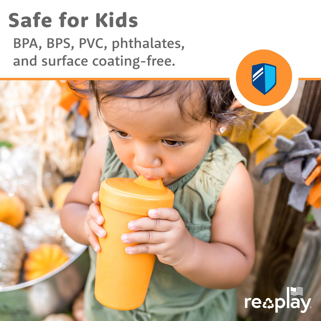 Re-Play Spill-Proof Sippy Cups for Toddlers - Kids Reusable 10 Oz Set of 4, Dishwasher & Microwave Safe, Made in USA, Tulip