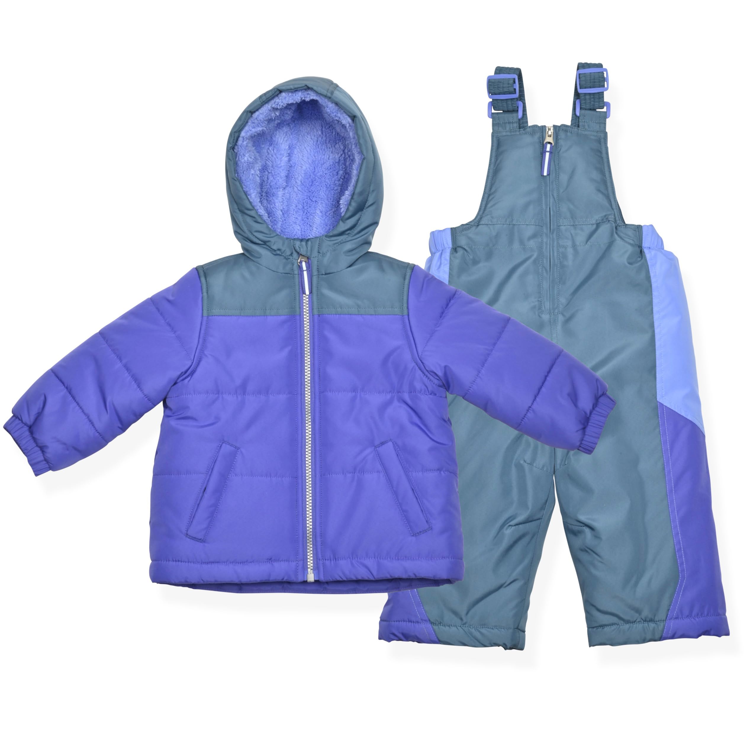 Arctic Quest Girls' Bib Snow Pants and Ski Jacket Water-Resistant Snowsuit For Kids Winter Hooded Jacket, Vibrant Lavender 2, 4