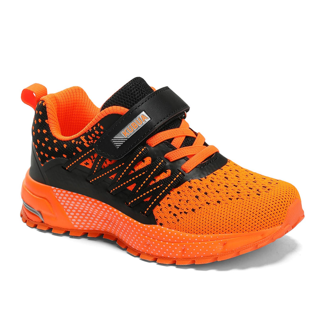 KUBUA Kids Sneakers Lightweight Boys Girls Tennis Shoes Black Orange
