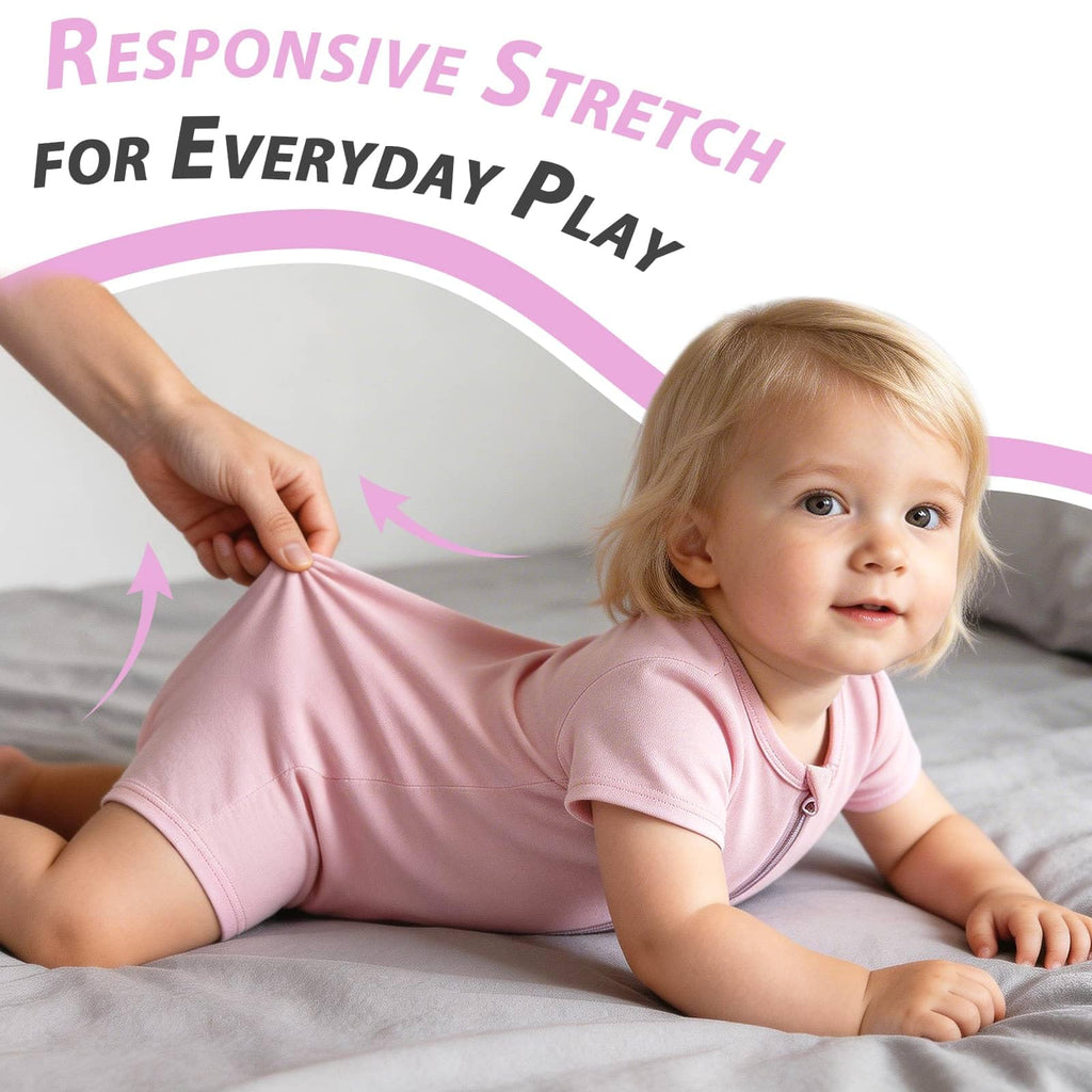 OPAWO Bamboo Sleepers for Baby Girl Pajamas Bamboo Baby Pajamas Pink 0-3M