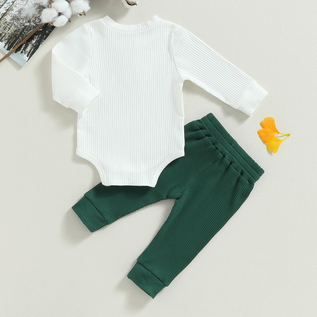 MA&BABY Newborn Baby Boy Clothes Ribbed Knit Long Sleeve Romper Pants Set