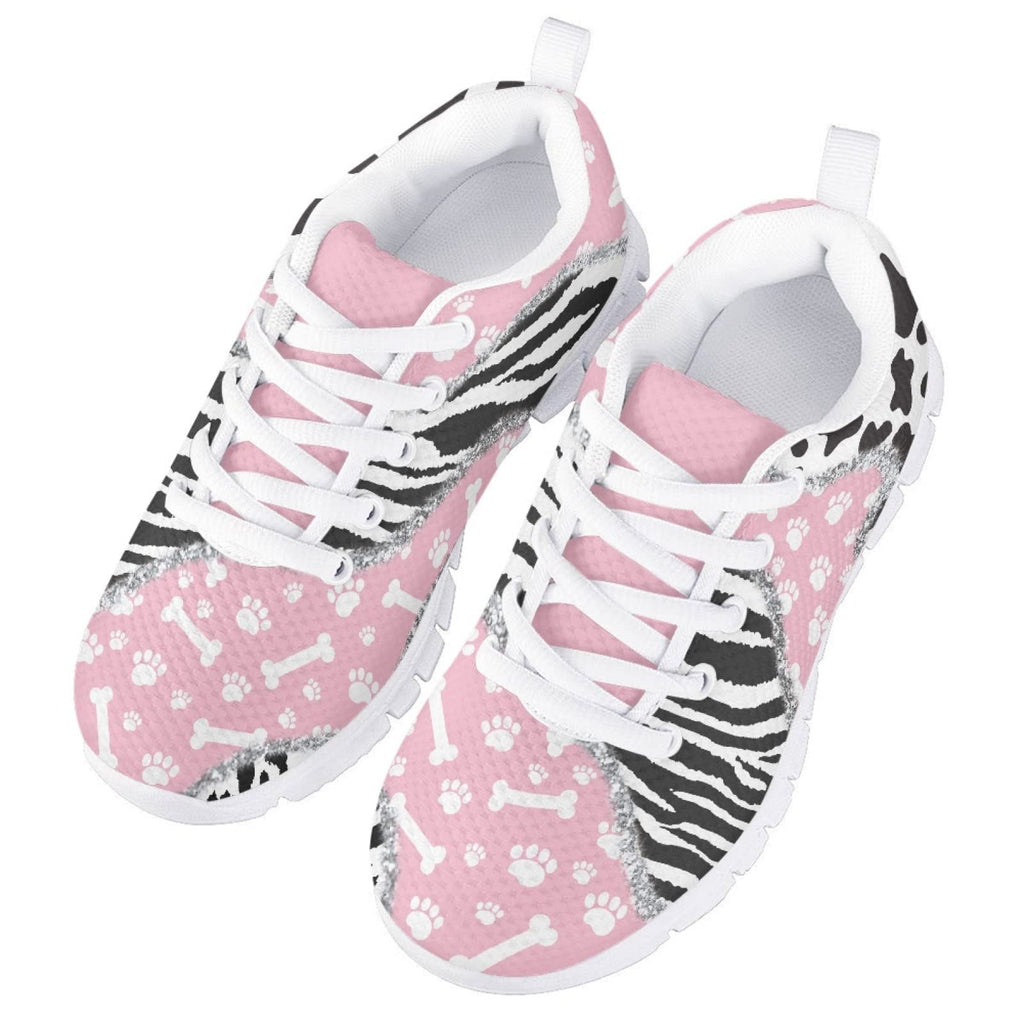 MARSVOVO Toddler Girl Sneakers Flexible Lightweight Breathable Athletic Girl Running Shoes Casual Classic Lace-up Comfortable Non Slip First Shoes for Walking Boy Girl Pink Black Printed Size 2 US
