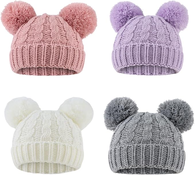 Yuoahcn Baby Girl Beanie Winter Baby Boy Hat with Pom pom Warm Infant Knitted Hats Toddler Kid Beanies