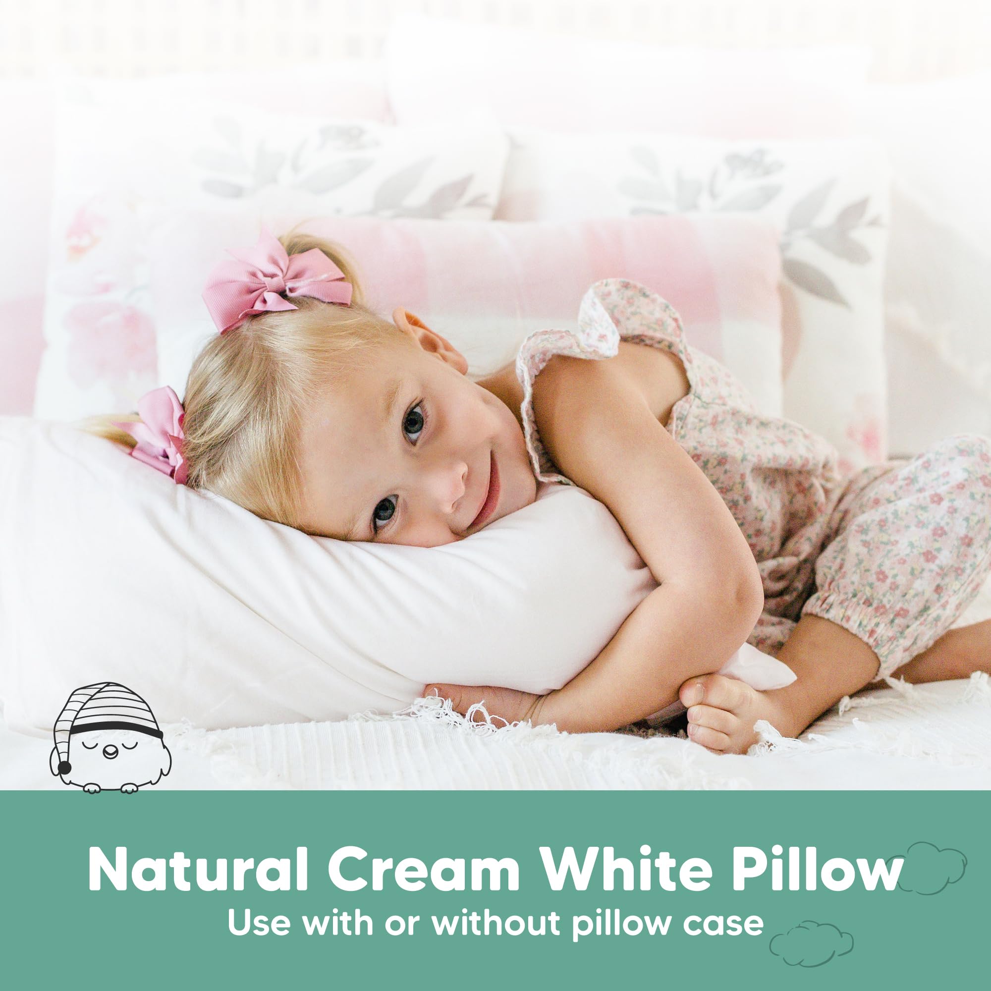 KeaBabies 1pk Toddler Pillows 2 Year Old to 5,13x18 Kids Pillow(Soft White)