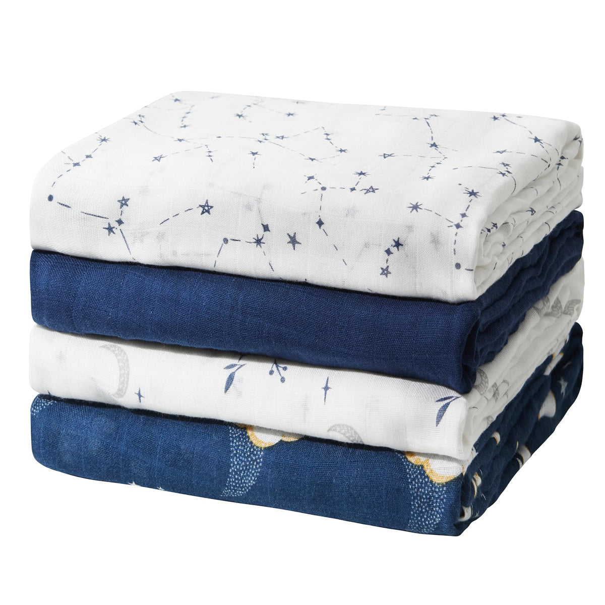 Momcozy Muslin Swaddle Blankets, 4-Pack, Large 47"x47" Little Homestead