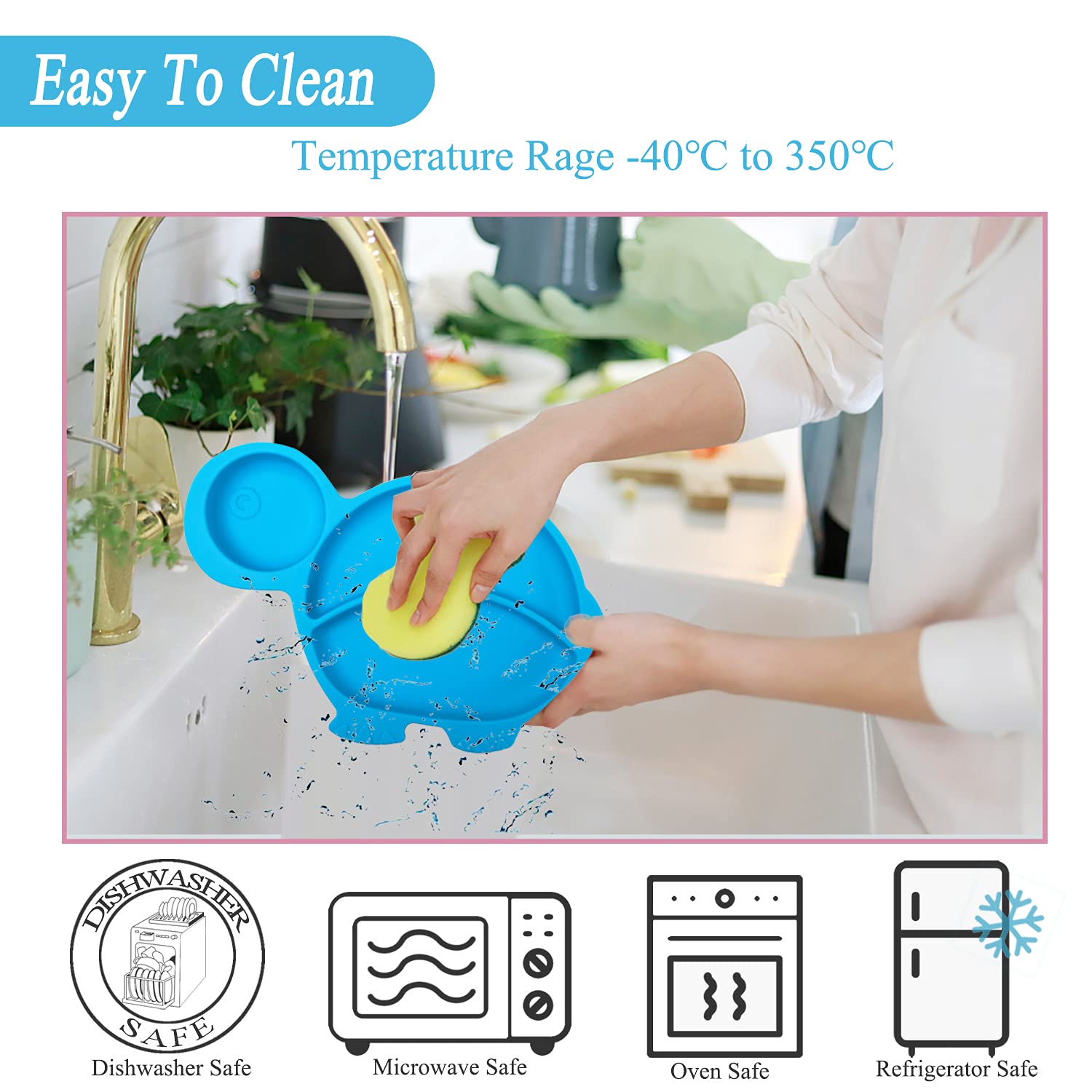 NICINGU Baby Feeding Utensils Sets with Spoon and Forks 6 Pcs/Set Divided Silicone Suction Plates for Toddler Kids,Baby Feeding Dish BPA Free Microwave Dishwasher Safe-Green Pink Tortoise Sets