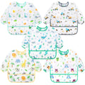 Accmor 5 Pack Long Sleeve Bibs, Baby Smock Waterproof Sleeved Bib Smock for Baby Toddler 24-36 Months