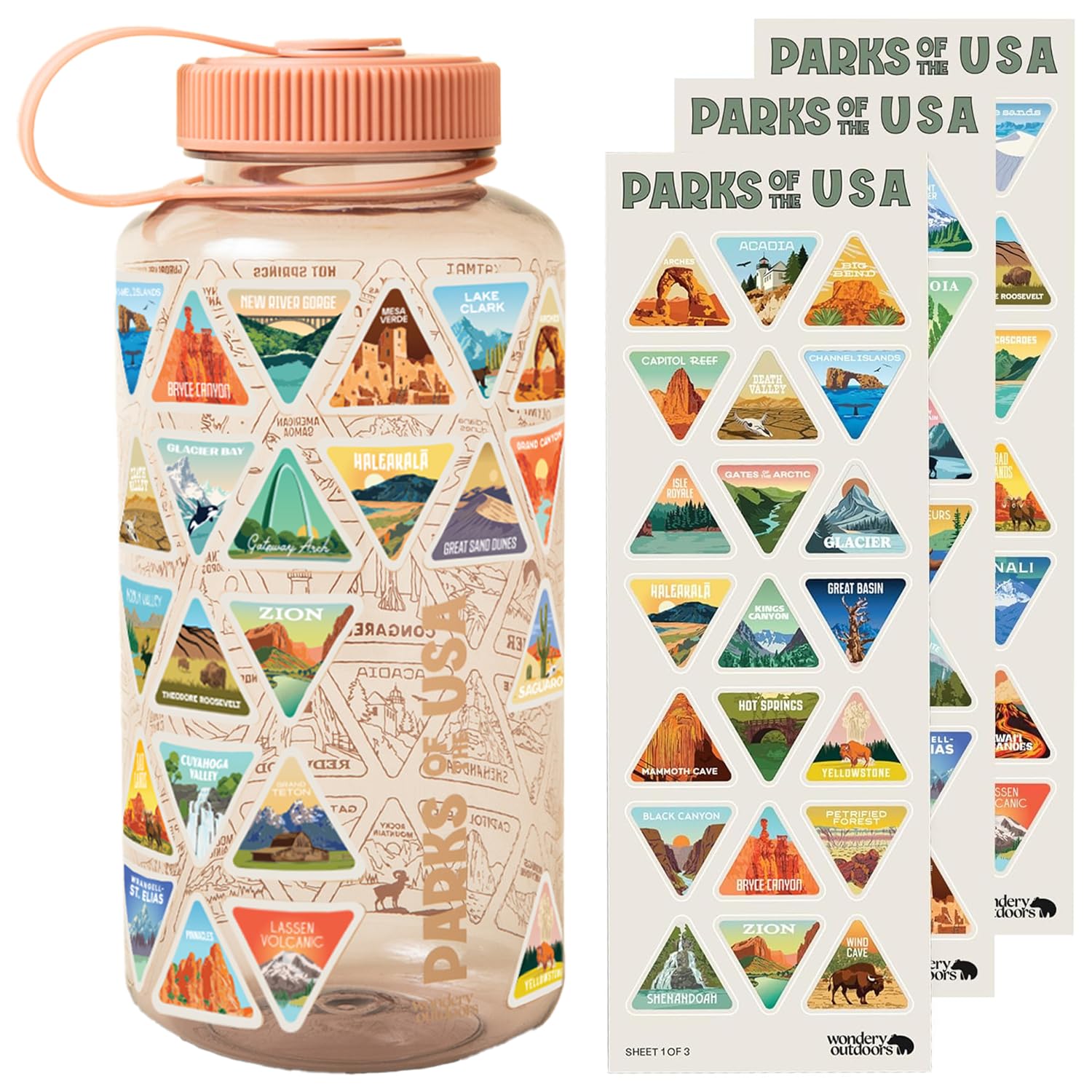 Wondery The Original Parks of the USA® Wide Mouth Adventure bucket list™ Bottle (Mauve)
