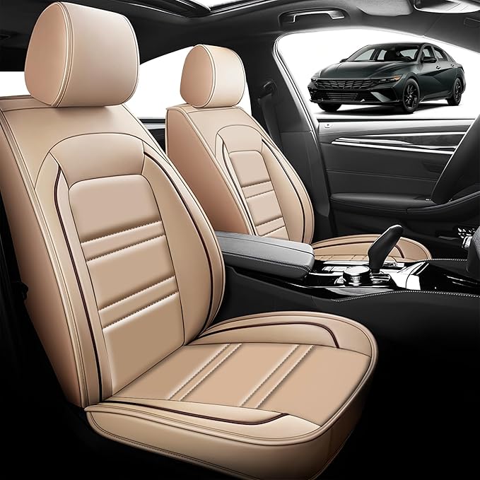 Seat Cover for Hyundai Car Elantra 2001-2025 | Car Seat Covers Front Seats, Waterproof Seat Protectors, Automotive Front Seat Covers (Front Seat, Beige)